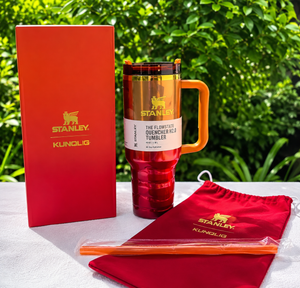 Stanley Insulated Tumbler with Handle – Red & Gold
